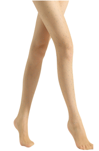 GISELE beige fishnet tights with rhinestones | Sokisahtel