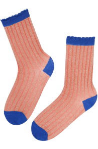GLORIA salmon pink sparkly socks