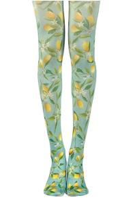 GREEN print tights with a lemon pattern | Sokisahtel