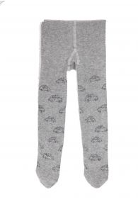Grey baby tights with car pattern