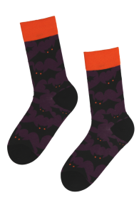 Хлопковые носки фиолетового цвета с изображением страшных летучих мышей на Хэллоуин LUCIFER | Sokisahtel
