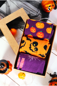 Подарочный набор на Хэллоуин из 3 пар хлопковых носков PUMPKIN FACE | Sokisahtel