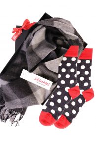 Подарочный комплект из шерстяных носков MERINO DOTS и шарфа из шерсти альпака для мужчин и женщин