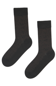 Мужские костюмные носки чёрного цвета из вискозы с узором коричневого цвета HANDSOME | Sokisahtel