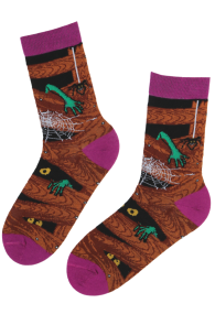 Хлопковые носки коричневого цвета на Хэллоуин с изображением монстров HAZEL | Sokisahtel