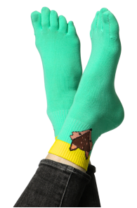 HELLEN green toe-socks with fox for women 