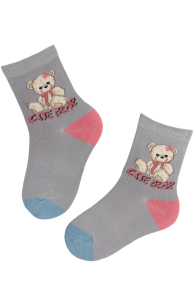 HELLO BEAR grey socks for kids | Sokisahtel