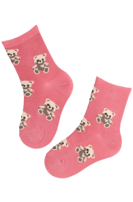 Детские хлопковые носки розового цвета с милыми мишками HELLO BEAR | Sokisahtel