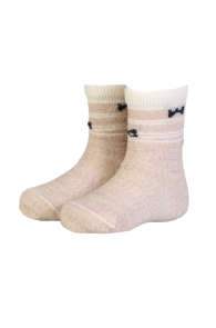 Носки бежевого цвета из мериносовой шерсти с кошачьими мордочками для малышей HIDDEN CAT | Sokisahtel