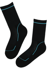 Технические шерстяные носки чёрного цвета с поддерживающими вставками для занятий спортом HIKER | Sokisahtel