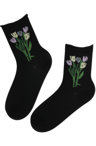 HILDA black floral socks | Sokisahtel