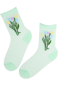 HILDA mint green floral socks 