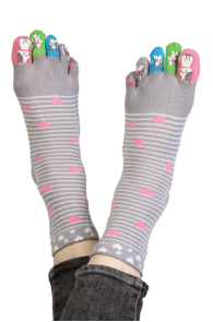 HILLARY striped toe-socks with cats for women | Sokisahtel