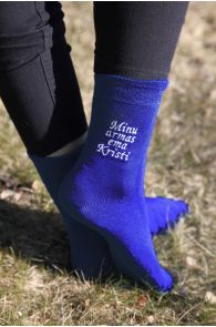 Personalized socks for mom, text on the socks: MINU ARMAS EMA ..... | Sokisahtel