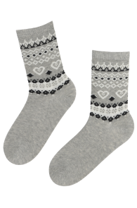 LAPLAND gray cotton socks with winter motifs | Sokisahtel