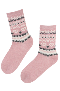 LAPLAND pink cotton socks with a winter pattern | Sokisahtel