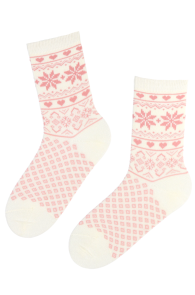 Хлопковые уютные носки белого цвета с нордическим узором LAPLAND | Sokisahtel