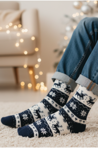 JARNO dark blue cotton Christmas socks | Sokisahtel