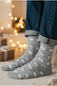JARNO light gray cotton Christmas socks | Sokisahtel