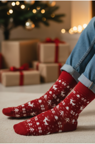 JARNO red cotton Christmas socks | Sokisahtel