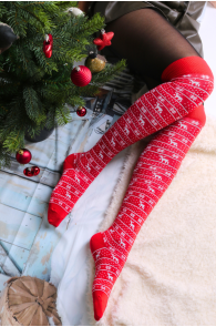 JENNIFER red cotton Christmas knee-highs | Sokisahtel