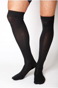 Black over-the-knee men's socks.
