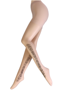 JESSICA beige print pattern tights | Sokisahtel