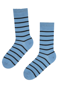 Мужские костюмные носки в полоску небесно-синего цвета из мерсеризованного хлопка JOONAS | Sokisahtel