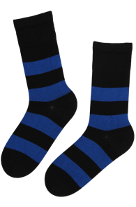 Хлопковые мужские носки чёрного цвета в тёмно-синюю полоску JULIEN | Sokisahtel