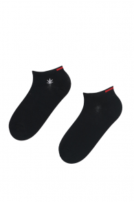 Мужские хлопковые спортивные носки черного цвета с узором в виде листика конопли JULIUS | Sokisahtel