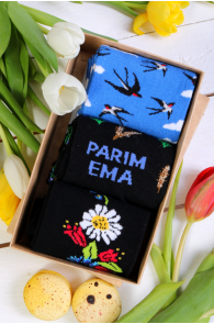 Подарочный набор из 3 пар уютных хлопковых носков на День матери JUULI | Sokisahtel