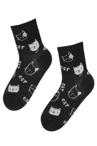 CAT GIRL grey cotton socks with cats | Sokisahtel