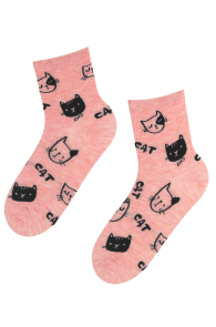 CAT GIRL pink cotton socks with cats | Sokisahtel