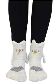 Хлопковые носки белого цвета c магнитными вставками и звериными мордочками KAIRET | Sokisahtel