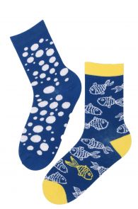 Хлопковые носки с рыбами и пузырьками для мужчин и женщин GOLDFISH (золотая рыбка) | Sokisahtel
