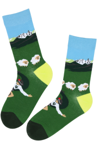 KARLIS green landscape view cotton socks for men