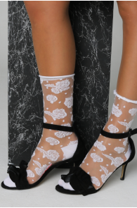 KATHERINE white sheer floral socks | Sokisahtel