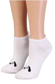 WHITE DOG low-cut socks with a dog | Sokisahtel