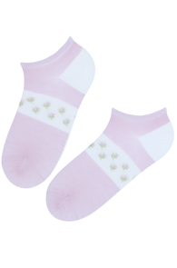 Хлопковые укороченные (спортивные) носки сиреневого цвета с цветочным узором KETTER | Sokisahtel