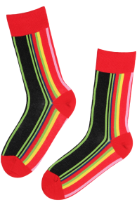 Хлопковые разноцветные носки с национальным полосатым узором KIHNU | Sokisahtel