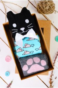 Подарочный набор из 3 пар милых носков для женщин KITKAT | Sokisahtel