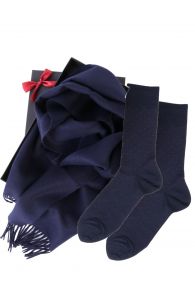 Alpaca wool scarf and dark blue VEIKO socks gift box for men | Sokisahtel