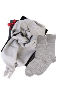 Подарочный комплект из шерстяных носков серого цвета DOORA и шарфа из шерсти альпака для женщин | Sokisahtel
