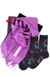 Alpaca wool scarf and MIINA blue socks gift box for women | Sokisahtel