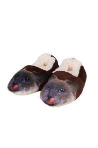 KITTEN brown slippers for women | Sokisahtel