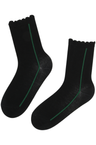 Black socks with a green stripe