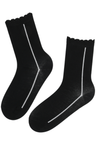 Хлопковые носки чёрного цвета с белой полоской KRISTI | Sokisahtel