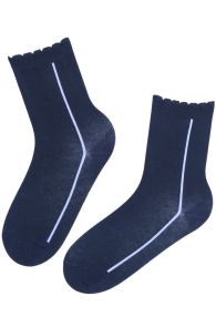 Хлопковые носки тёмно-синего цвета с белой полоской KRISTI | Sokisahtel
