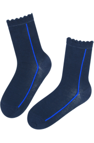 Хлопковые носки тёмно-синего цвета с кобальтово-синей полоской KRISTI | Sokisahtel
