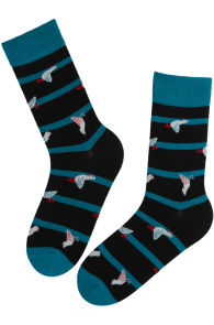LAGLE striped cotton socks with geese | Sokisahtel